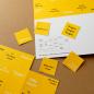 Preview: 10 gelbe Weihnachtskarten mit transparenten Kuverts: Memo