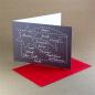 Preview: 10 schwarze Weihnachtskarten mit roten Umschlägen: Schriftkrippe