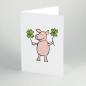 Preview: 10 Recycling-Glückwunschkarten mit Umschlag: Schwein mit Glücksklee
