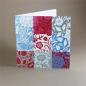 Preview: 10 quadratische Grußkarten mit Umschlägen: florale Ornamente - rot und blau