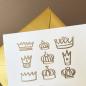 Preview: Kronen für alle - Recycling-Grußkarte mit goldenem Umschlag