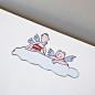 Mobile Preview: Weihnachts-Briefpapier: zwei Engelchen auf einer Wolke
