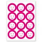 Mobile Preview: 12 runde Aufkleber: Smileys in pink