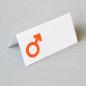 Mobile Preview: orange gedrucktes Hochzeitskartenset: Zeichen für Mann und Frau