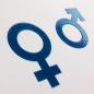 Preview: Hochzeitskarte: Symbole für Mann und Frau  (blauer Druck)