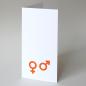 Preview: Hochzeitskarte: Zeichen für Mann und Frau (oranger Druck)