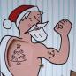 Preview: Recycling-Weihnachtskarte mit Drehscheibe: Weihnachtsmann mit Tattoos
