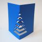 Preview: blaue Weihnachtskarte mit Einlegeblatt: Weihnachtsbaum für den Schreibtisch