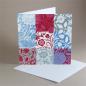 Preview: 10 quadratische Grußkarten mit Umschlägen: florale Ornamente - rot und blau