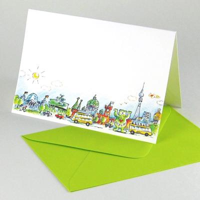 I love Berlin - fröhliche Grußkarte mit maigrünem Umschlag