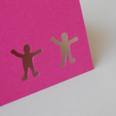 10 pinke Grußkarten mit pinken Kuverts: 5 gestanzte Figuren