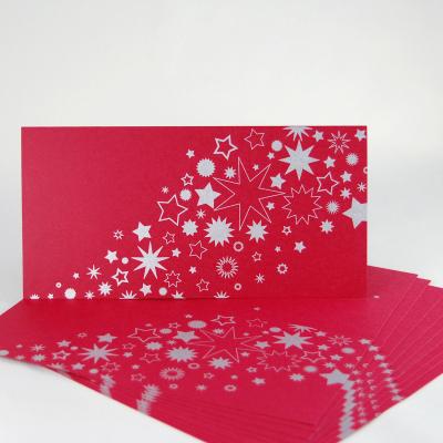 10 rote Weihnachtskarten mit silbernen Umschlägen