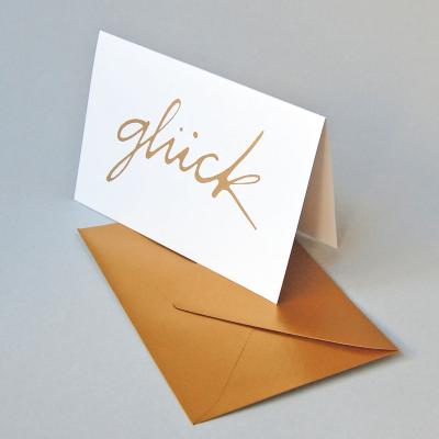 glück - Recycling-Glückwunschkarte mit goldenem Kuvert