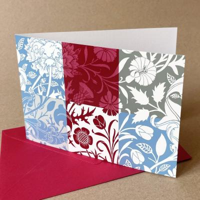 10 Grußkarten mit Umschlägen: florale Ornamente (Querformat)