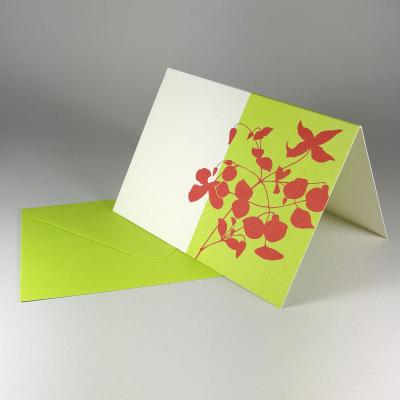 10 Recycling-Grußkarten mit Umschlägen: rote Blumen