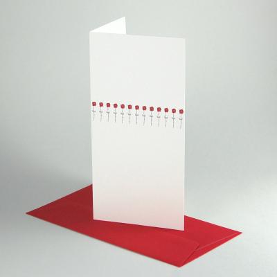 10 Grußkarten mit roten Kuverts: Rosen