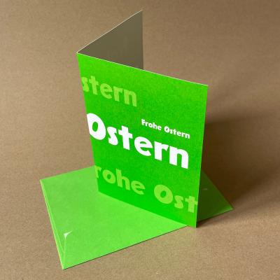 10 typografische Osterkarten mit grünen Kuverts: Frohe Ostern