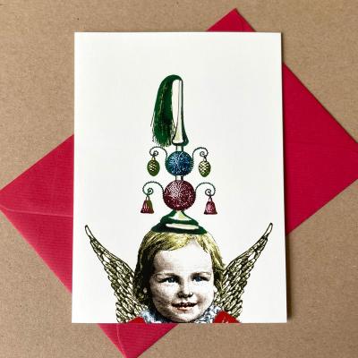 10 Weihnachtskarten mit Umschlägen: Engel mit Weihnachtsschmuck