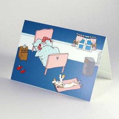 10 Weihnachtskarten mit pinken Kuverts: im Schlafzimmer