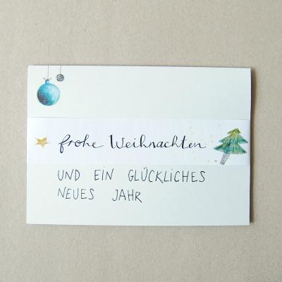 10 Recycling-Weihnachtskarten mit Umschlag und Banderole