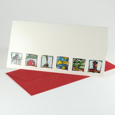 20 Berlin-Weihnachtskarten mit roten Umschlägen