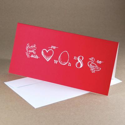 10 rote Weihnachtskarten mit Umschlag: Rebus (Bilderrätsel)