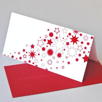 10 Weihnachtskarten mit roten Kuverts: Sterne