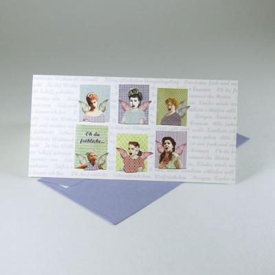 5 Weihnachtskarten mit farbigen Kuverts: Oh du fröhliche ...