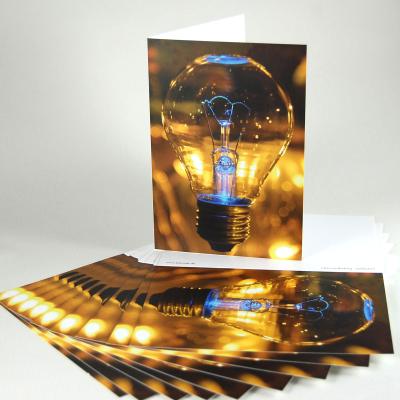 10 Grußkarten / Weihnachtskarten mit Kuverts: Glühbirne
