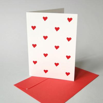 10 Karten für Hochzeit / Valentinstag / Liebesbekundungen: rote Herzen