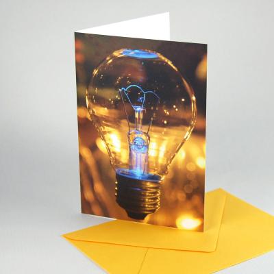 10 Grußkarten / Weihnachtskarten mit Kuverts: Glühbirne