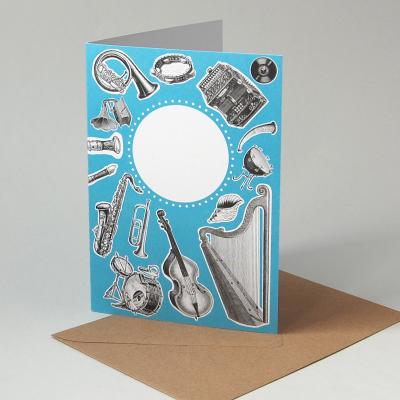 10 Recyclingkarten mit Umschlägen: Musikinstrumente + Feld zum Schreiben