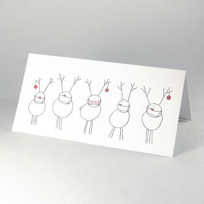10 Recycling-Weihnachtskarten mit Umschlägen: Rudolf und Freunde mit Maske