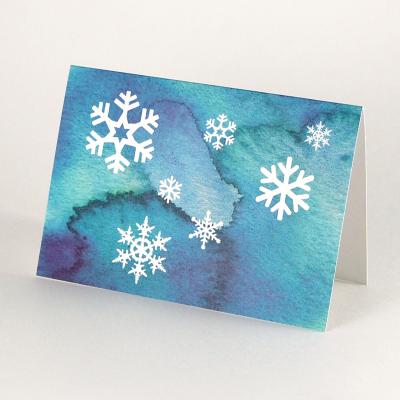 10 Recycling-Weihnachtskarten mit braunen Umschlägen: Schneeflocken
