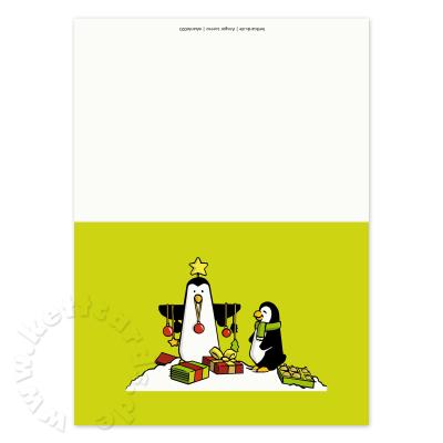 10 Weihnachtskarten mit roten Umschlägen: Pinguine