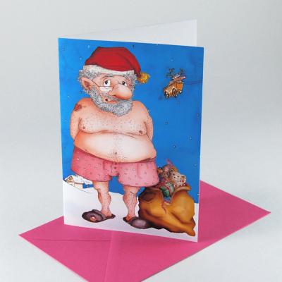 10 witzige Weihnachtskarten mit pinken Kuverts: Ausgezogen