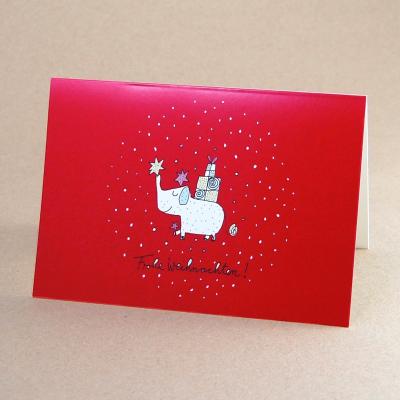 10 Weihnachtskarten mit weißem Umschlag: Elefant mit Geschenken