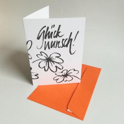 10 Recycling-Glückwünschkarten mit orangen Kuverts