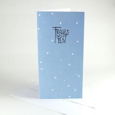 10 blaue Recycling-Weihnachtskarten mit Kuverts: Frohes Fest