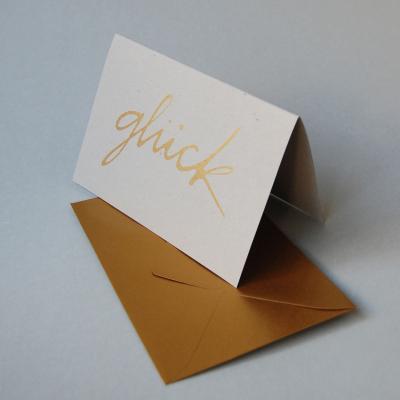 10 Recycling-Glückwunschkarten mit goldenen Kuverts: glück