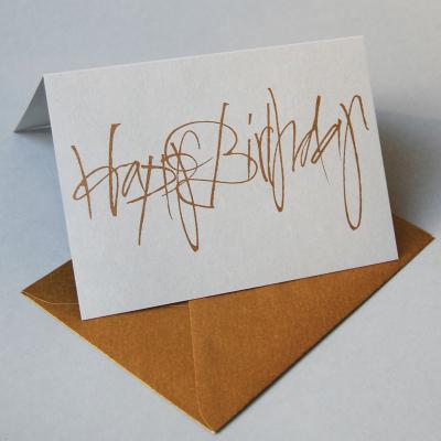 10 graue Glückwunschkarten mit goldenen Kuverts: Happy Birthday