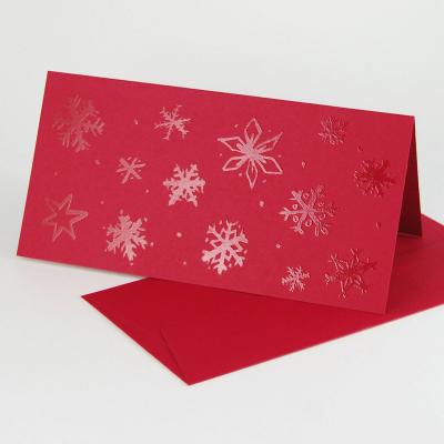 10 rote Weihnachtskarten mit Umschlägen: Schneeflocken