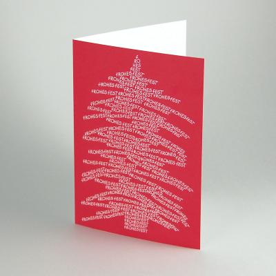 10 rote Weihnachtskarten mit weißen Umschlägen: Frohes Fest