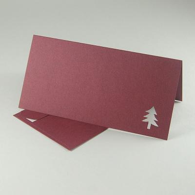 10 brombeerfarbene Weihnachtskarten mit gleichfarbigen Kuverts