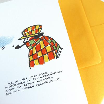 10 Weihnachtskarten mit gelben Kuverts: Sherlock Holmes