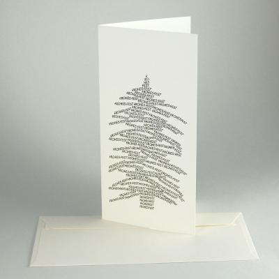 10 Weihnachtskarten mit Umschlag: FROHES FEST (kalligrafischer Baum)