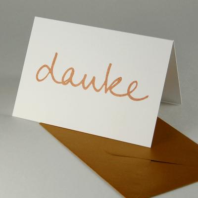 danke - Recycling-Grußkarte mit goldenem Umschlag