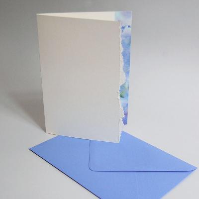 10 edle Weihnachtskarten mit Rißkante (mit blauen Kuverts)
