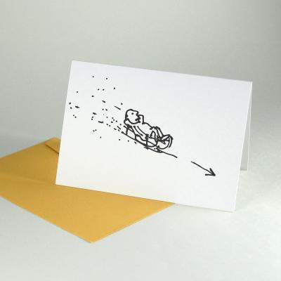 10 Winterkarten mit Umschlag: Schlittenfahren / Schwerkraft