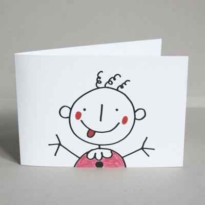 witzige Glückwunschkarte: Baby mit rosa Hemd